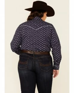 Roper Women's Classic Floral Print Long Sleeve Snap Western Core Shirt - Plus Blue 10 Roper Women's Classic Floral Print Long Sleeve Snap Western Core Shirt - Plus Blue -Roper Shop 2000339153 400 P4