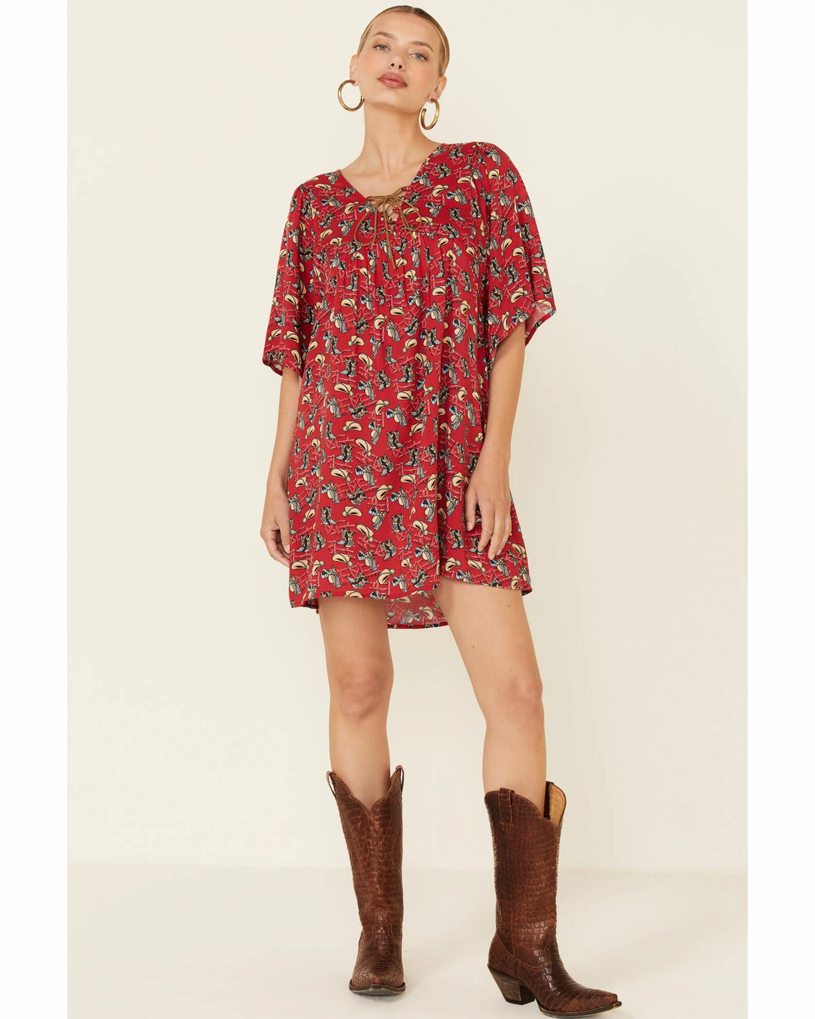 Roper Women's Red Boot Print Dress 4 Roper Women's Red Boot Print Dress - Image 2