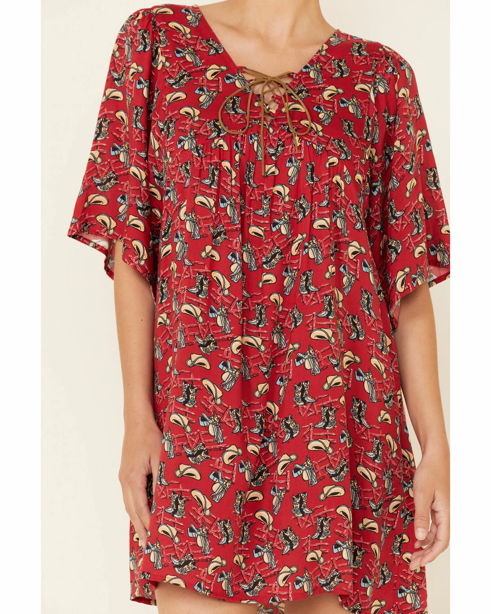 Roper Women's Red Boot Print Dress 5 Roper Women's Red Boot Print Dress - Image 3