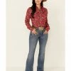 Roper Women's Red Boot Print Long Sleeve Snap Western Shirt  -Roper Shop 2000339164 600 P1