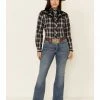 Roper Women's Black Plaid Fancy Applique Yoke Long Sleeve Snap Western Shirt 1 Roper Women's Black Plaid Fancy Applique Yoke Long Sleeve Snap Western Shirt -Roper Shop 2000339167 001 P1