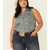 Roper Women's Plaza Paisley Print Sleeveless Snap Western Core Shirt - Plus -Roper Shop 2000339224 400 P1
