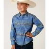 Roper Boys' Southwestern Print Long Sleeve Snap Western Shirt Blue -Roper Shop 2000339523 400 P1