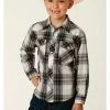 Roper Boys' Classic Black Plaid Long Sleeve Snap Western Shirt  -Roper Shop 2000340067 001 P1