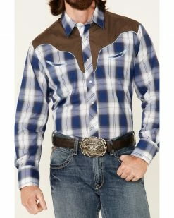 Roper Men's Embroidered Large Plaid Long Sleeve Snap Western Shirt Blue 9 Roper Men's Embroidered Large Plaid Long Sleeve Snap Western Shirt Blue -Roper Shop 2000340621 400 P3