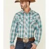 Roper Men's Juniper Dobby Large Plaid Long Sleeve Snap Western Shirt Blue 2 Roper Men's Juniper Dobby Large Plaid Long Sleeve Snap Western Shirt Blue -Roper Shop 2000340622 400 P1