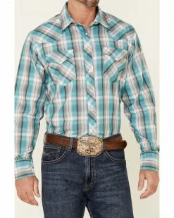 Roper Men's Juniper Dobby Large Plaid Long Sleeve Snap Western Shirt Blue 9 Roper Men's Juniper Dobby Large Plaid Long Sleeve Snap Western Shirt Blue -Roper Shop 2000340622 400 P3