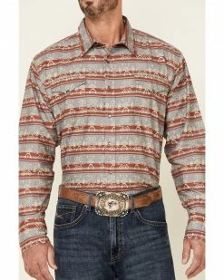 Roper Men's Grey Southwestern Blanket Stripe Long Sleeve Snap Western Shirt  -Roper Shop 2000340632 020 P3