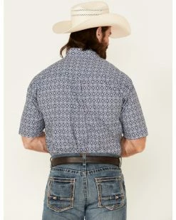Roper Men's American Blues Medallion Print Short Sleeve Button-Down Western Shirt  Navy -Roper Shop 2000340639 410 P4