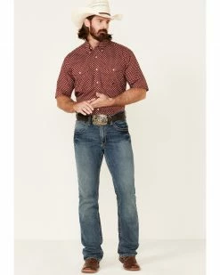 Roper Men's American Blues Red Diamond Geo Print Short Sleeve Button-Down Western Shirt  -Roper Shop 2000340640 600 P2
