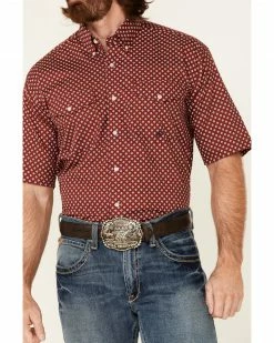 Roper Men's American Blues Red Diamond Geo Print Short Sleeve Button-Down Western Shirt  -Roper Shop 2000340640 600 P3