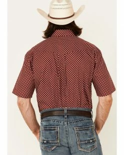 Roper Men's American Blues Red Diamond Geo Print Short Sleeve Button-Down Western Shirt  -Roper Shop 2000340640 600 P4
