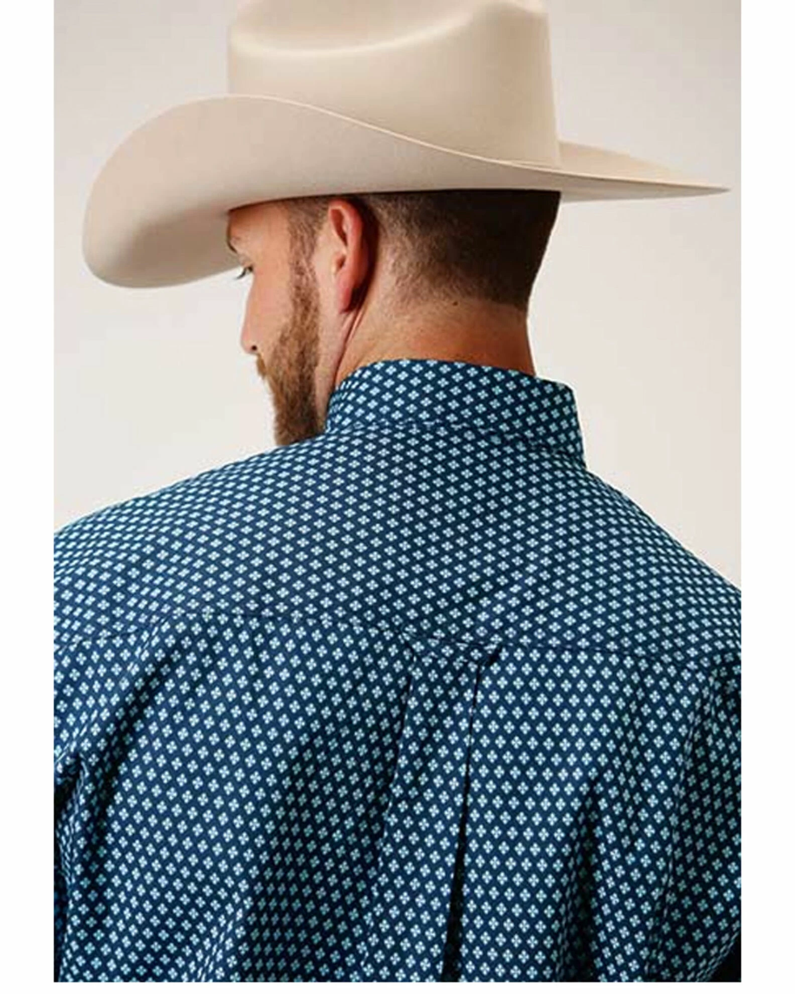 Roper Amarillo Men's Diamond Fluer Foulard Geo Print Short Sleeve Western Shirt Blue 5 Roper Amarillo Men's Diamond Fluer Foulard Geo Print Short Sleeve Western Shirt Blue - Image 3