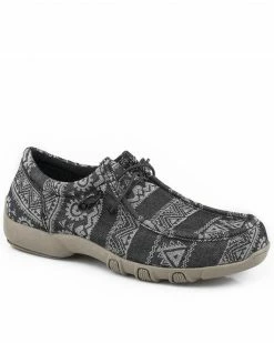 Roper Women's Chillin' Southwestern Casual Shoes - Moc Toe Black