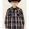 Roper Boys' Green Plaid Long Sleeve Snap Western Flannel Shirt 2 Roper Boys' Green Plaid Long Sleeve Snap Western Flannel Shirt -Roper Shop 2000343506 300 P1
