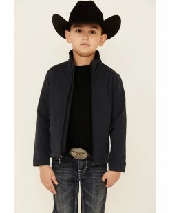 Roper Boys' Textured Hi Tech Fleece Zip-Front Softshell Jacket  Blue -Roper Shop 2000343513 400 P1 1