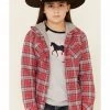 Roper Girls' Red Plaid Flannel Snap Hooded Shirt Jacket  -Roper Shop 2000343515 600 P1