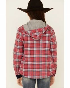 Roper Girls' Red Plaid Flannel Snap Hooded Shirt Jacket  -Roper Shop 2000343515 600 P4