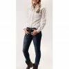 Roper Women's White Floral Eyelet Long Sleeve Snap Western Shirt  -Roper Shop 2000344342 100 P1