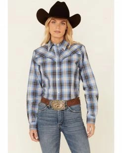 Roper Women's Ombre Plaid Long Sleeve Snap Western Core Shirt 