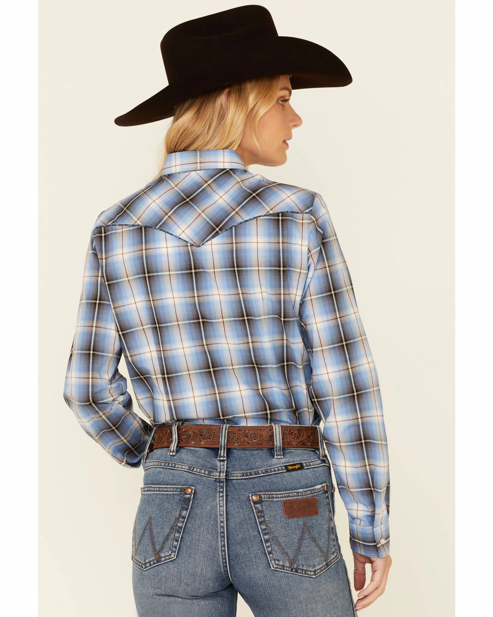 Roper Women's Ombre Plaid Long Sleeve Snap Western Core Shirt 6 Roper Women's Ombre Plaid Long Sleeve Snap Western Core Shirt - Image 4