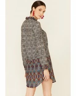 Roper Women's Southwestern Border Print Dress Black 10 Roper Women's Southwestern Border Print Dress Black -Roper Shop 2000346301 001 P4