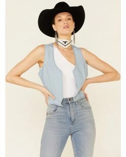 Roper Women's Cotton Open Front Denim VestĀ Light Blue