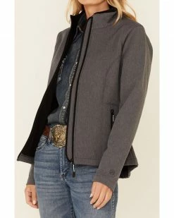 Roper Women's Heather Grey Fleece Zip-Front Softshell Jacket  -Roper Shop 2000346314 020 P3