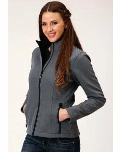 Roper Women's Grey Softshell Fleece Lined Jacket -Â PLUS
