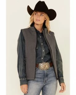 Roper Women's Heather Grey Fleece Zip-Front Softshell Vest 11 Roper Women's Heather Grey Fleece Zip-Front Softshell Vest -Roper Shop 2000346316 020 P1 1