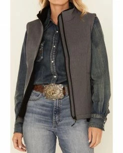 Roper Women's Heather Grey Fleece Zip-Front Softshell Vest 9 Roper Women's Heather Grey Fleece Zip-Front Softshell Vest -Roper Shop 2000346316 020 P3