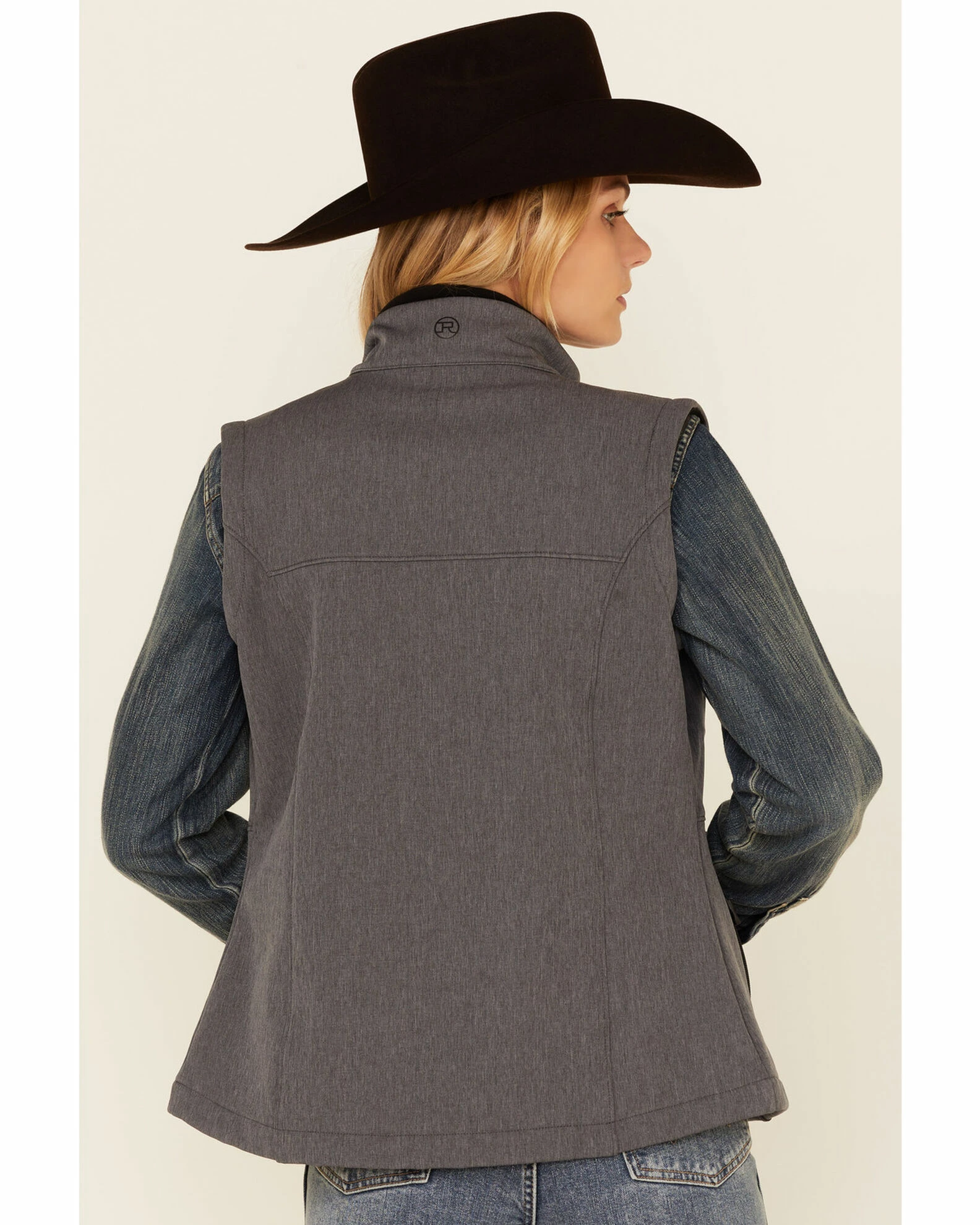 Roper Women's Heather Grey Fleece Zip-Front Softshell Vest 6 Roper Women's Heather Grey Fleece Zip-Front Softshell Vest - Image 4