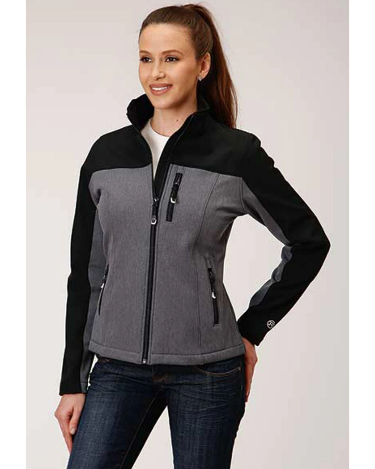 Roper Women's Grey & Black Contrast Softshell Jacket - Plus 5 Roper Women's Grey & Black Contrast Softshell Jacket - Plus - Image 3