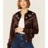 Roper Women's Wild West Embroidered Bronc Riding Brown Satin Bomber Jacket 1 Roper Women's Wild West Embroidered Bronc Riding Brown Satin Bomber Jacket -Roper Shop 2000346321 200 P1
