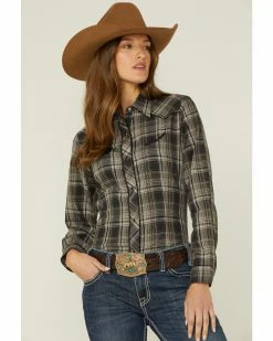 Roper Women's Plaid Embroidered Black Long Sleeve Western Shirt -Roper Shop 2000346324 001 P1 1