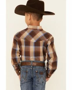 Roper Boys' Brown Plaid Lurex Long Sleeve Snap Western Shirt 10 Roper Boys' Brown Plaid Lurex Long Sleeve Snap Western Shirt -Roper Shop 2000346397 200 P4
