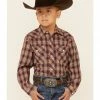 Roper Boys' Plaid Long Sleeve Snap Western Shirt  Rust Copper -Roper Shop 2000346409 220 P1