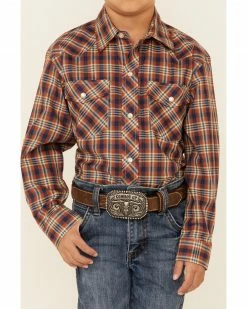 Roper Boys' Plaid Long Sleeve Snap Western Shirt Rust Copper 9 Roper Boys' Plaid Long Sleeve Snap Western Shirt Rust Copper -Roper Shop 2000346409 220 P3