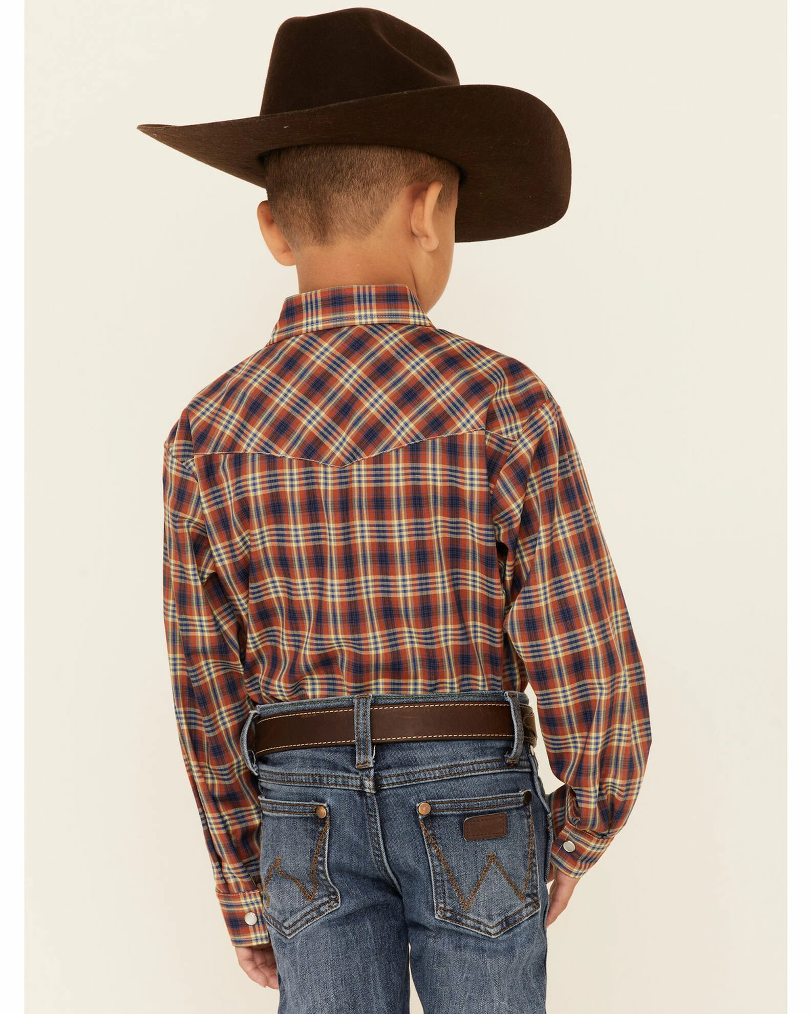 Roper Boys' Plaid Long Sleeve Snap Western Shirt Rust Copper 6 Roper Boys' Plaid Long Sleeve Snap Western Shirt Rust Copper - Image 4