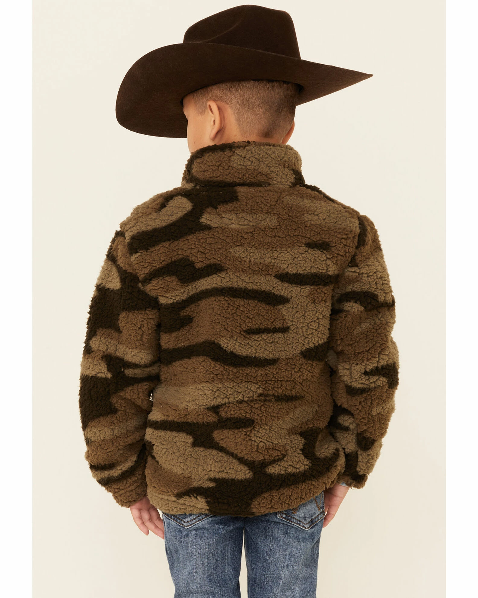 Roper Boys' Green Camo Print Polar Fleece 1/4 Zip Pullover 6 Roper Boys' Green Camo Print Polar Fleece 1/4 Zip Pullover - Image 4