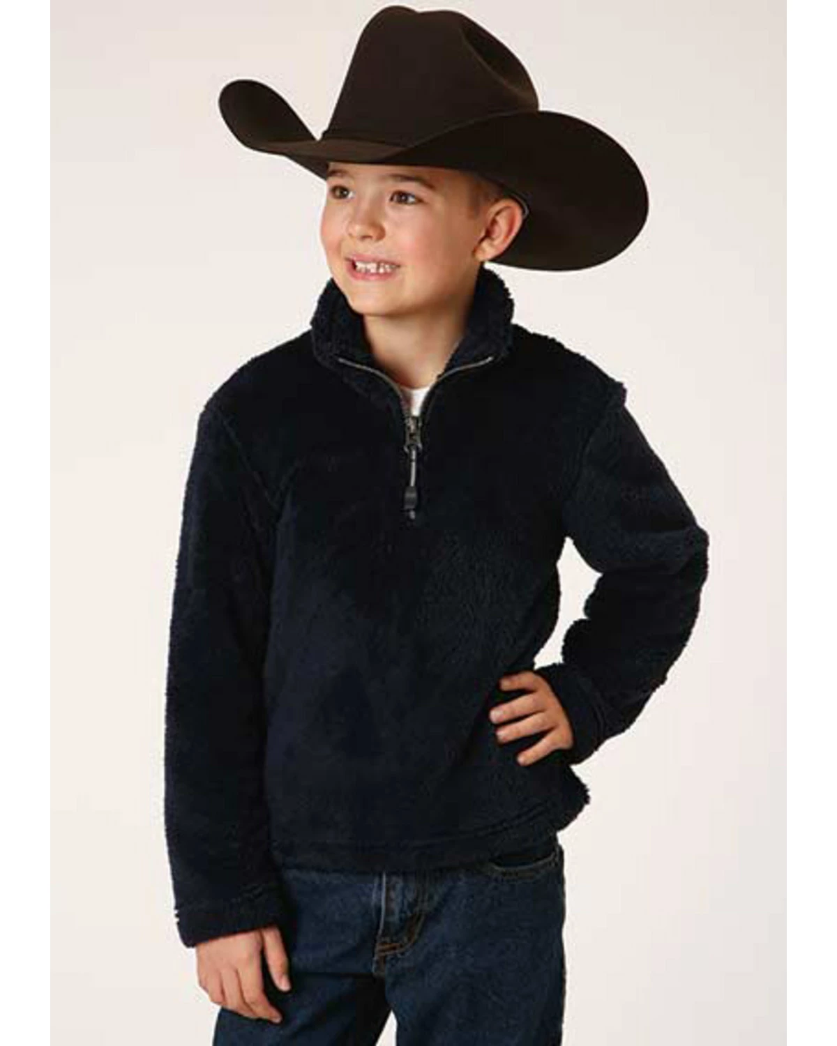 Roper Boys' Polar Fleece 1/4 Zip Front Pullover Black 6 Roper Boys' Polar Fleece 1/4 Zip Front Pullover Black - Image 4