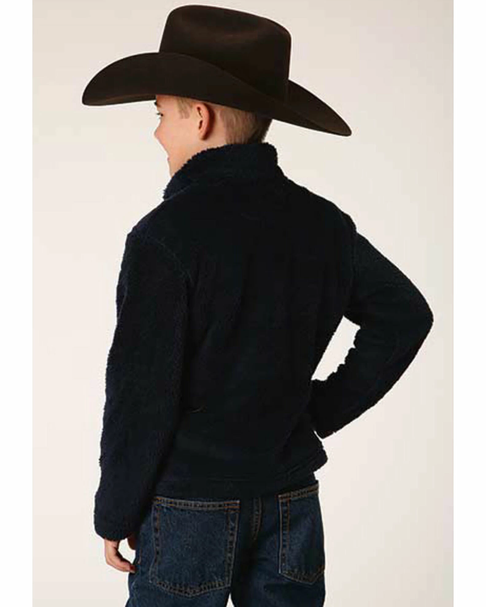 Roper Boys' Polar Fleece 1/4 Zip Front Pullover Black 4 Roper Boys' Polar Fleece 1/4 Zip Front Pullover Black - Image 2