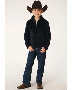 Roper Boys' Polar Fleece 1/4 Zip Front Pullover Black 8 Roper Boys' Polar Fleece 1/4 Zip Front Pullover Black -Roper Shop 2000346411 001 P3