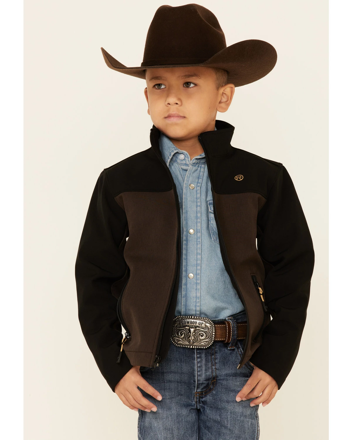 Roper Boys' Brown & Black Hi Tech Fleece Zip-Front Softshell Jacket 7 Roper Boys' Brown & Black Hi Tech Fleece Zip-Front Softshell Jacket - Image 5