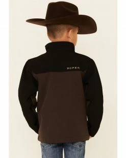 Roper Boys' Brown & Black Hi Tech Fleece Zip-Front Softshell Jacket 10 Roper Boys' Brown & Black Hi Tech Fleece Zip-Front Softshell Jacket -Roper Shop 2000346412 001 P4