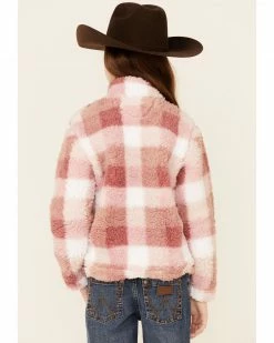 Roper Girls' Pink Buffalo Plaid Polar Fleece 1/4 Zip Pullover  -Roper Shop 2000346466 650 P4
