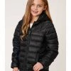 Roper Girls' Solid Black Crushable Parachute Zip-Front Hooded Nylon Jacket  -Roper Shop 2000346469 001 P1
