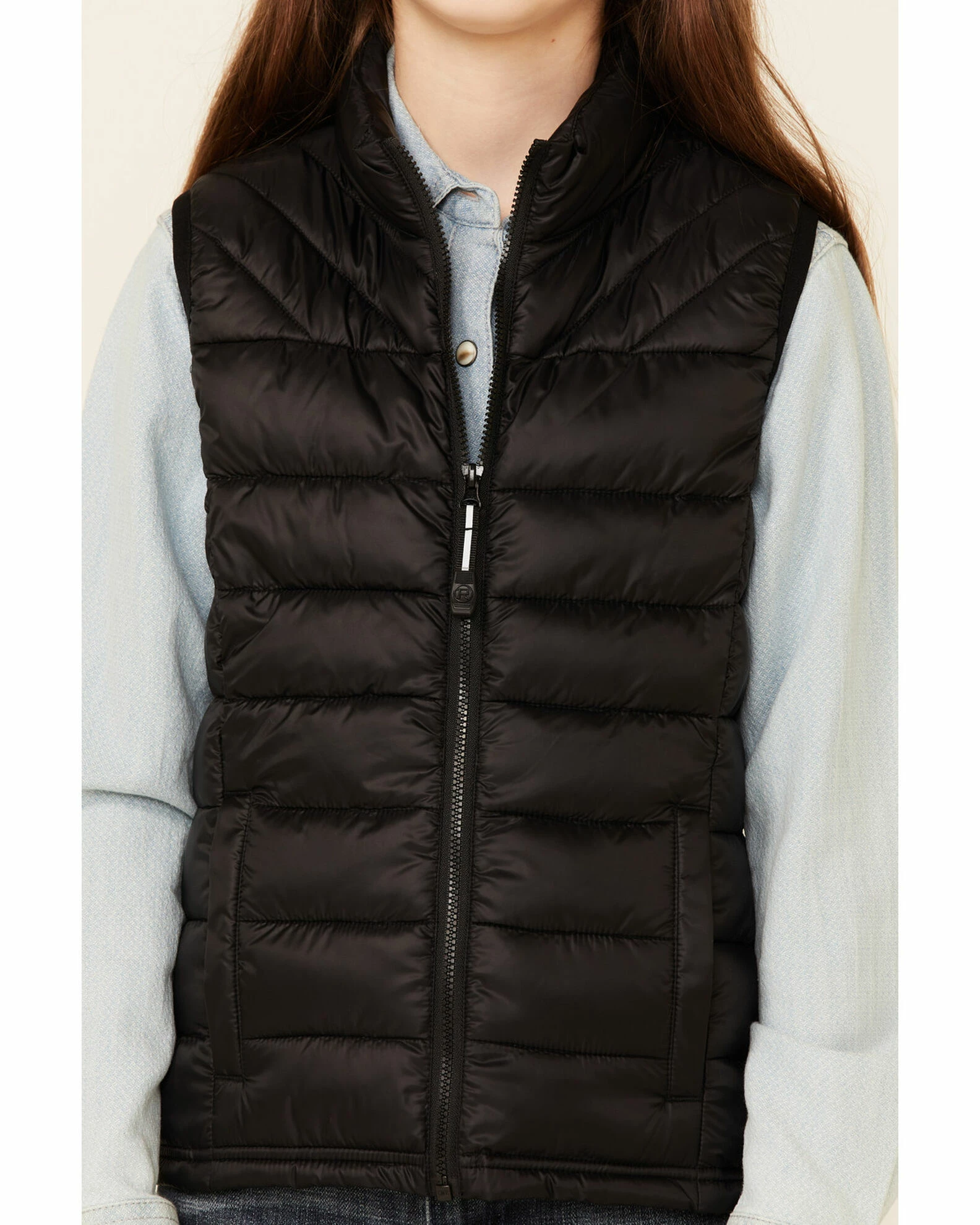 Roper Girls' Solid Black Parachute Poly-Fill Zip-Front Vest 5 Roper Girls' Solid Black Parachute Poly-Fill Zip-Front Vest - Image 3