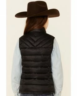 Roper Girls' Solid Black Parachute Poly-Fill Zip-Front Vest 10 Roper Girls' Solid Black Parachute Poly-Fill Zip-Front Vest -Roper Shop 2000346470 001 P4