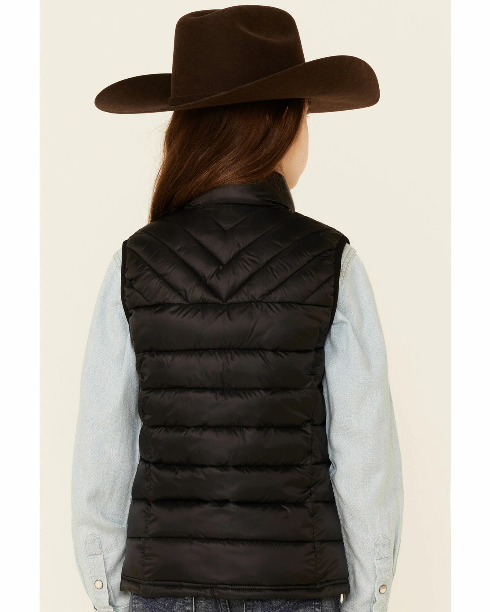 Roper Girls' Solid Black Parachute Poly-Fill Zip-Front Vest 6 Roper Girls' Solid Black Parachute Poly-Fill Zip-Front Vest - Image 4